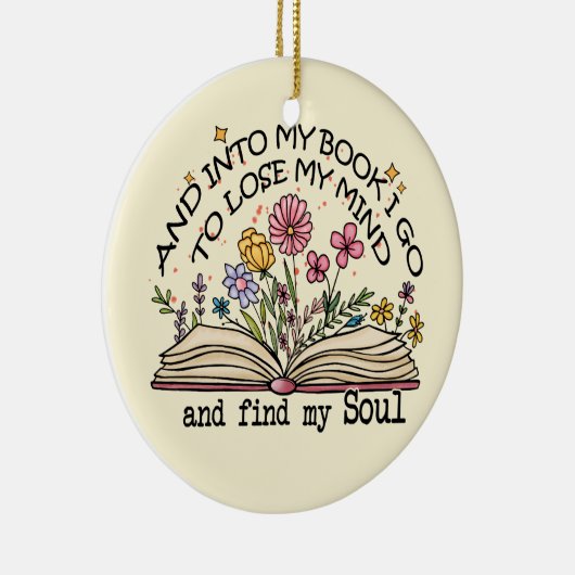 Floral Book Lover Keramisch Ornament (Rechts)