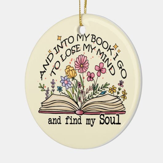Floral Book Lover Keramisch Ornament (Links)
