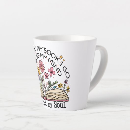 Floral Book Lover Latte Mok (Rechterhoek)