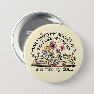 Floral Book Lover Ronde Button 7,6 Cm