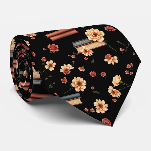 Floral Book Lover Stropdas (Opgerold)