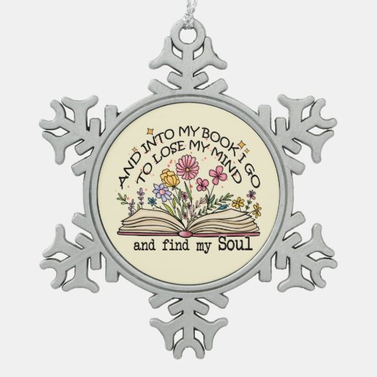 Floral Book Lover Tin Sneeuwvlok Ornament (Voorkant)