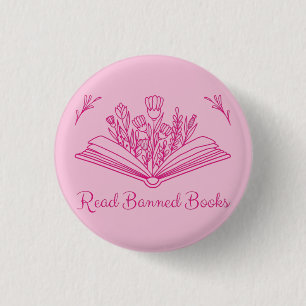 Floral Book - Read Banned Books Ronde Button 3,2 Cm