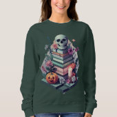 Floral Book Skull Pumpkin Candle  Trui (Voorkant)