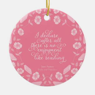 Floral Bookish Quote Jane Austen Pride & Prejudice Keramisch Ornament