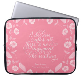 Floral Bookish Quote Jane Austen Pride & Prejudice Laptop Sleeve