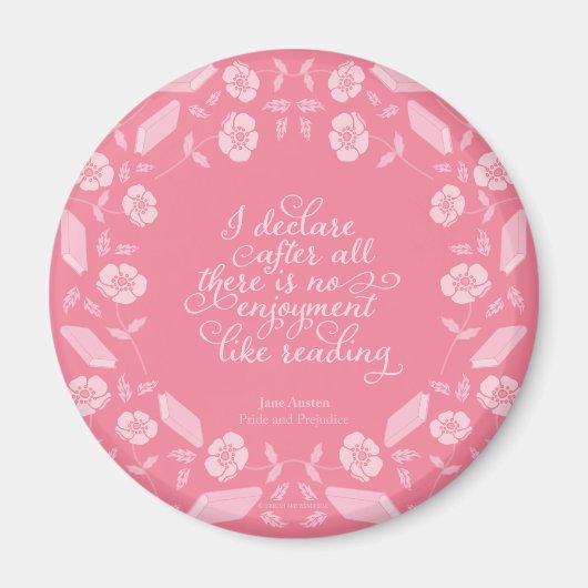 Floral Bookish Quote Jane Austen Pride & Prejudice Magneet (Voorkant)