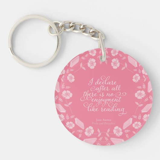 Floral Bookish Quote Jane Austen Pride & Prejudice Sleutelhanger (Voorkant)