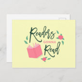 Floral Bookish Readers zullen lezen Briefkaart (Voorkant / Achterkant)