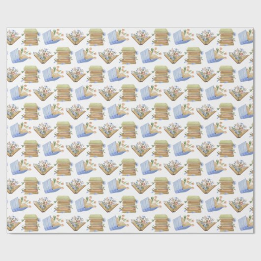 Floral Books Cadeaupapier (Vlak)