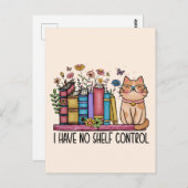 Floral Books en Cat Briefkaart (Voorkant / Achterkant)