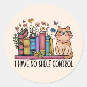 Floral Books en Cat Ronde Sticker