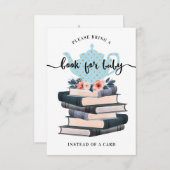 Floral Books for Baby Boy Blue  Tea Party Informatiekaartje (Voorkant / Achterkant)