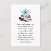 Floral Books for Baby Boy Blue  Tea Party Informatiekaartje (Achterkant)