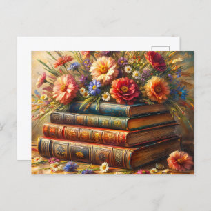 Floral  Bookstack Painting Briefkaart