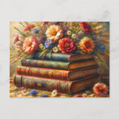 Floral Bookstack Painting Briefkaart (Voorkant)