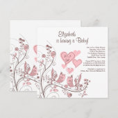 Floral - Boomvogels en hartenuitnodigingen tot het Kaart (Voorkant / Achterkant)