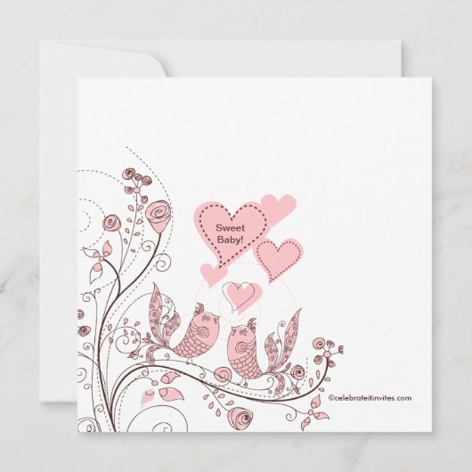 Floral - Boomvogels en hartenuitnodigingen tot het Kaart (Achterkant)