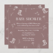 Floral Boots Baby shower Invitation Kaart (Voorkant / Achterkant)