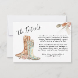 Floral Boots Cowboy Western Menu Keuze RSVP-kaart Kaart
