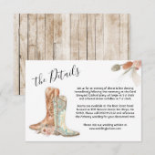 Floral Boots Cowboy Western Menu Keuze RSVP-kaart Kaart (Voorkant / Achterkant)
