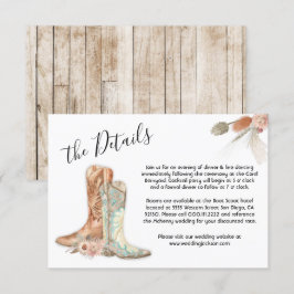 Floral Boots Cowboy Western Menu Keuze RSVP-kaart Kaart