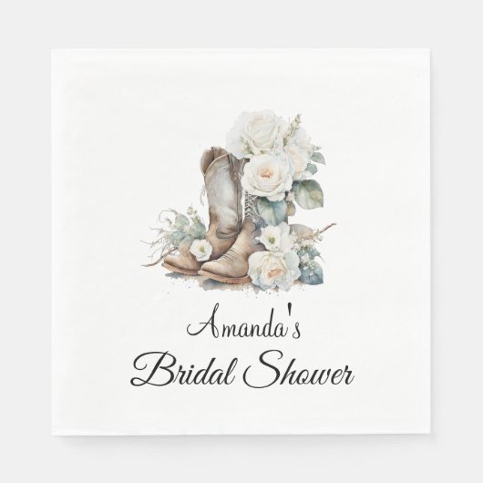 Floral Boots Vrijgezellenfeest Papier Servet (Voorkant)