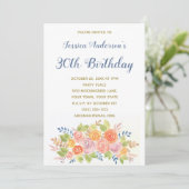 Floral Boquet Thirtieth 30th Birthday Invite Kaart (Staand voorkant)