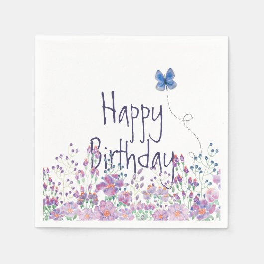 Floral Border Birthday Party Servet (Voorkant)