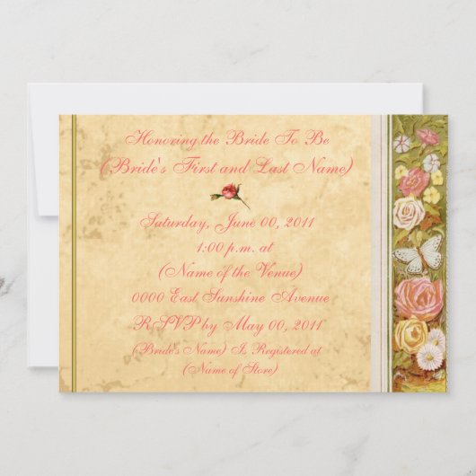  Floral Border Bridal Shower Kaart (Voorkant)