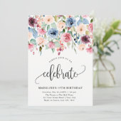 Floral Border "Celebrate" Elk jaar van de dag Kaart (Staand voorkant)