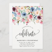 Floral Border "Celebrate" Elk jaar van de dag Kaart (Voorkant / Achterkant)