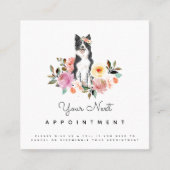 Floral Border Collie Dog Appointinder Cute Vierkante Visitekaartje (Voorkant)