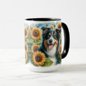 Floral Border Collie Hondenliefhebber Coffee Mok (Voorkant rechts)