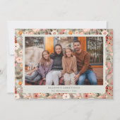 Floral Border Cozy Neutral Family Christmas Custom Feestdagenkaart (Voorkant)