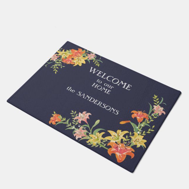 Floral Border Daylilies Welkom Deurmat (Schuin)