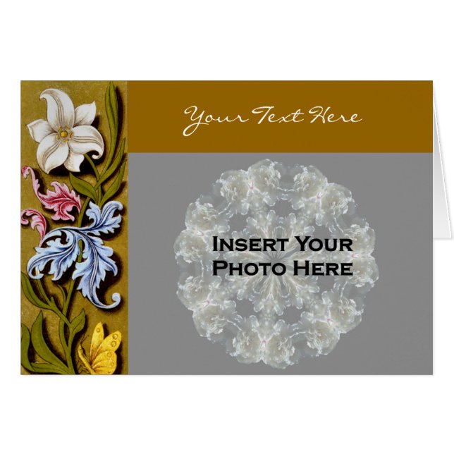 Floral Border Design Photo Card (Voorkant Horizontaal)