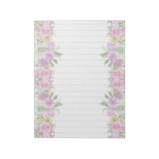 Floral Border Elegant Stationery Notitieblok (Linkerzijde)
