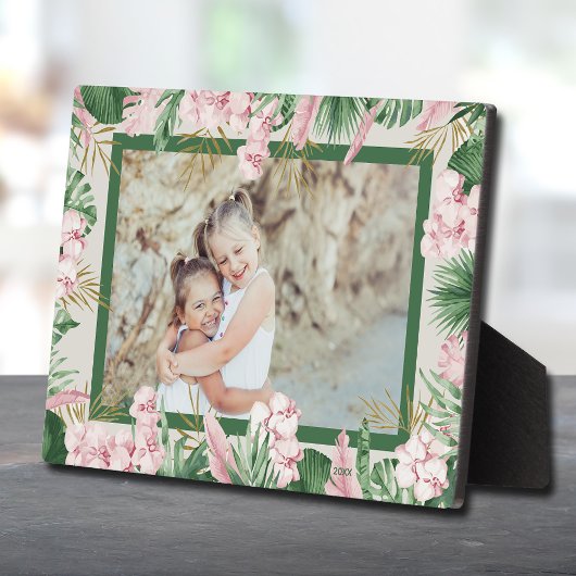 Floral Border Foto Easel tropische Waterverf Fotoplaat