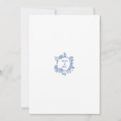 Floral Border Frans Toile Blauw Uitnodiging 04 (Achterkant)