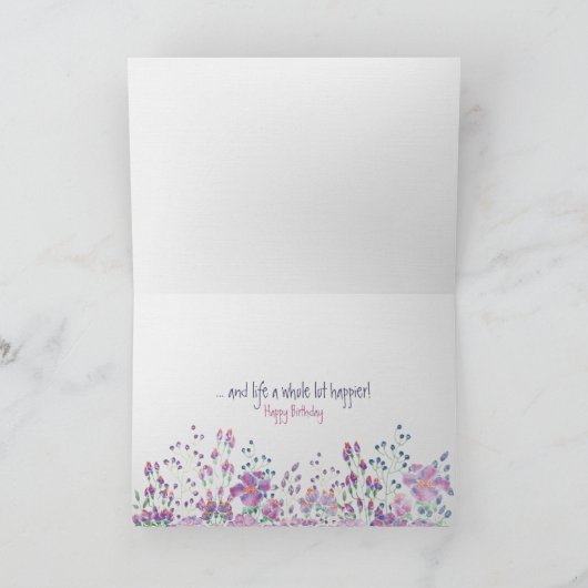 Floral Border Friend's Birthday Kaart (Binnen)