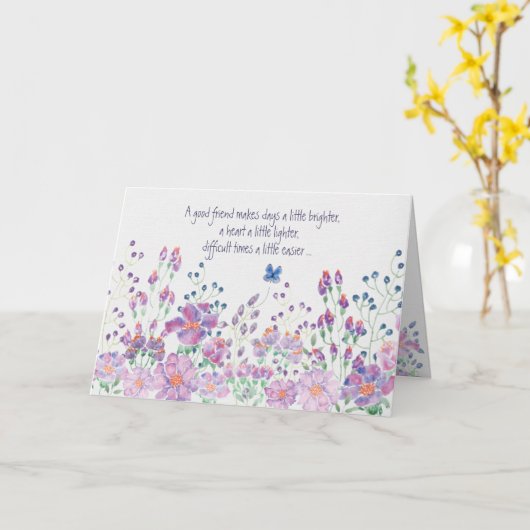 Floral Border Friend's Birthday Kaart (Gele Bloem)