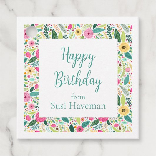 Floral Border Gift Label (Voorkant)