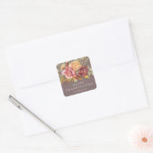 Floral Border Happy Thanksgiving Vierkante Sticker (Envelop)