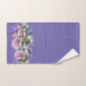 Floral Border Hollyhocks op Periwinkle Background Bad Handdoek (Handdoek)