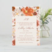 Floral Border Light Cream Terracotta Monogram Kaart (Staand voorkant)