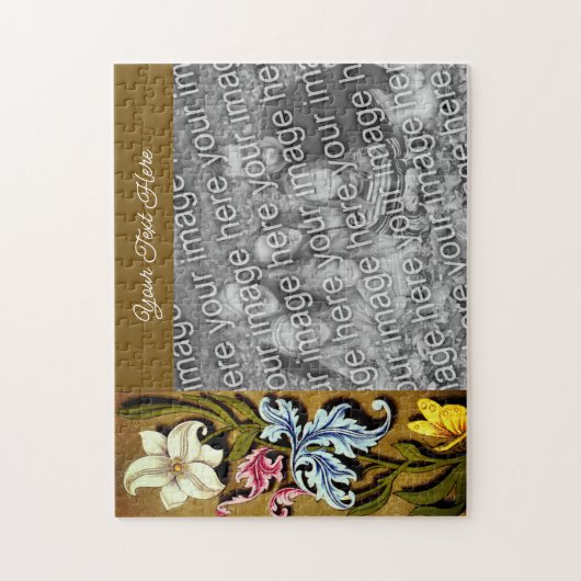 Floral Border Lijst gepersonaliseerd Uw foto toevo Legpuzzel (Verticaal)