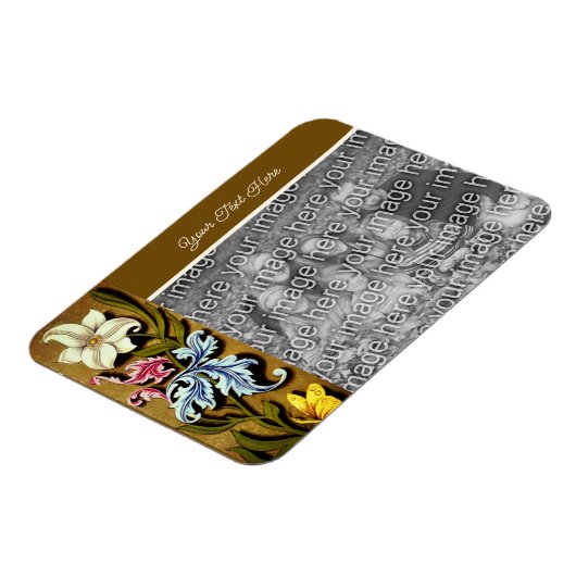 Floral Border Lijst gepersonaliseerd Uw foto toevo Magneet (Linkerzijde)