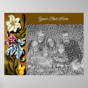 Floral Border Lijst gepersonaliseerd Uw foto toevo Poster