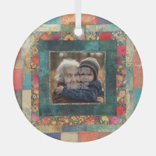 Floral Border Lijst voor uw foto's Glas Ornament
